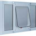 Ideal Pet Products Aluminum Sash Window Pet Door, Large, White, Cat Flap, 6.25" x 6.25" Flap Size, (27SWDCK)