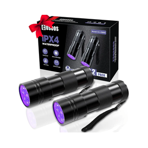 COSOOS 2 Pack UV Flashlight, 12 LED Handheld Blacklight Flashlight 395nm Mini Light Torch Detector for Dog Pet Urine Stains, Bed Bugs and Scorpions. (Batteries not Included)