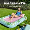 SLOOSH Inflatable Tanning Pool Lounger Float, 70" x 46" Pool Floats Adult with Pillow, 4 in 1 Suntan Tub Raft Floatie,Sunbathing Bed Lounge for Water Blow Up Kids Ball Pit Party Gifts, L-Cyan Pink