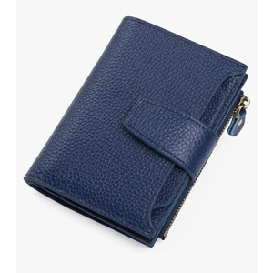 Falan Mule Women's Royal Blue Leather Wallet with RFID Blocking, Card Holders, and Coin Pouch