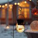 Viveta Snowman Solar Lantern,Christmas Hanging Solar Lanterns ,Crackle Glass Outdoor Waterproof Lantern with Shepherd Hook for Garden Decor- Pinecone