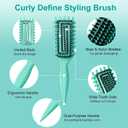 Curly Hair Brush, Curl Defining Brush with Soft Boar Bristles Detangling Tangled Glides, Wide-Teeth Design Effortlessly Shaping & Defining Curls (Pink Green)