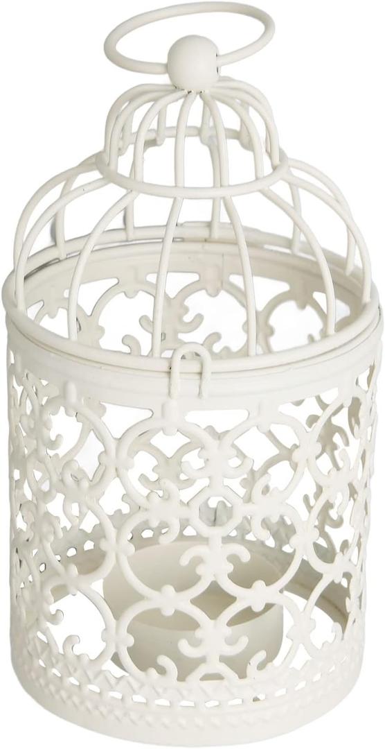 Hanging Birdcage Lantern, Metal Tealight Holder Vintage Decorative Hanging Candle Holder Lantern Centerpieces for Wedding Halloween Christmas Table Decoration