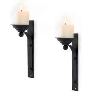Industrial Retro Style Wall Sconce Candle Holder Metal Hanging Wall Decorations for Home,Living Room, Bathroom, Dining Room, Set of 2Black