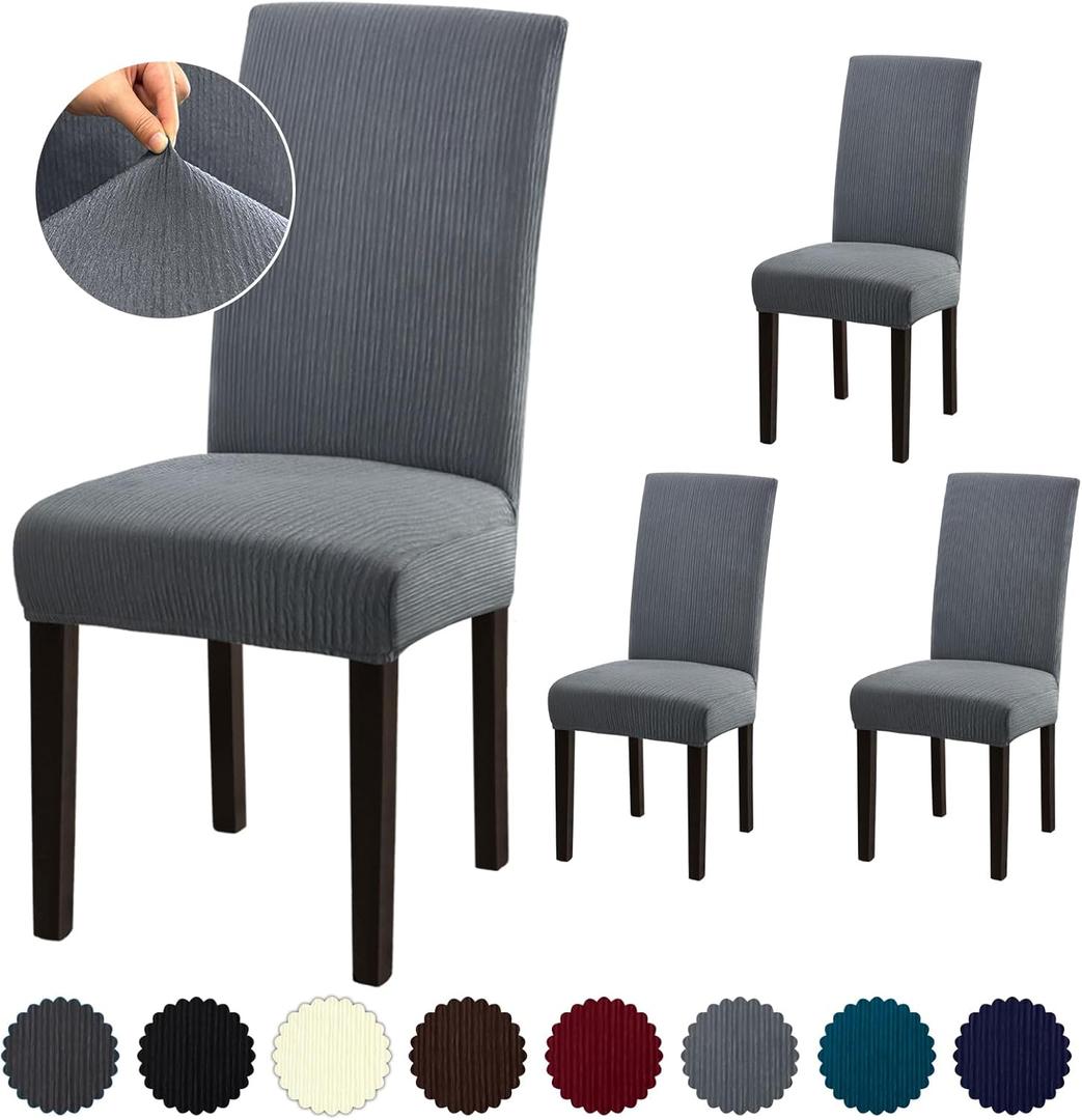 Chair Covers, Stretch Dining Room Chair Covers Set of 4, Removable Washable Slipcovers for Dining Chairs, Hotel, Ceremony, Grey