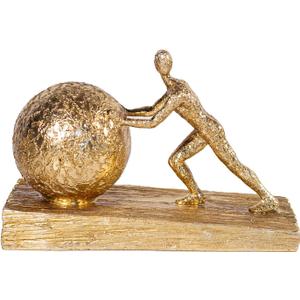 Man with Sphere Iron Statue Metal Sculpture Sportsman Art Metal Ornament Figurine Home and Office Decor Golden
