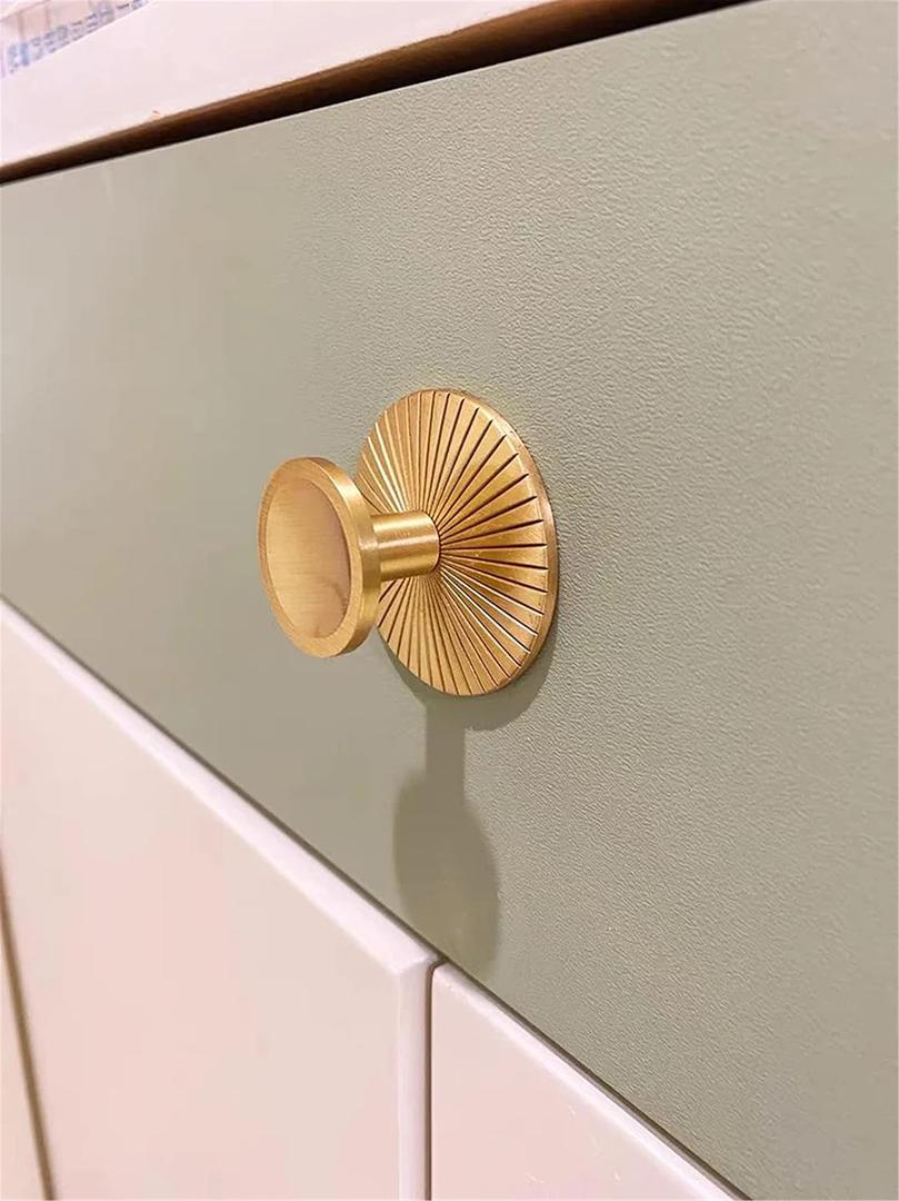 LBFEEL 4 Pack Brass Backplate with Gold Knob Cabinet Pulls Brushed Brass Drawer Dresser Knobs Kitchen Cabinet Handle Hardware (4, Gold)