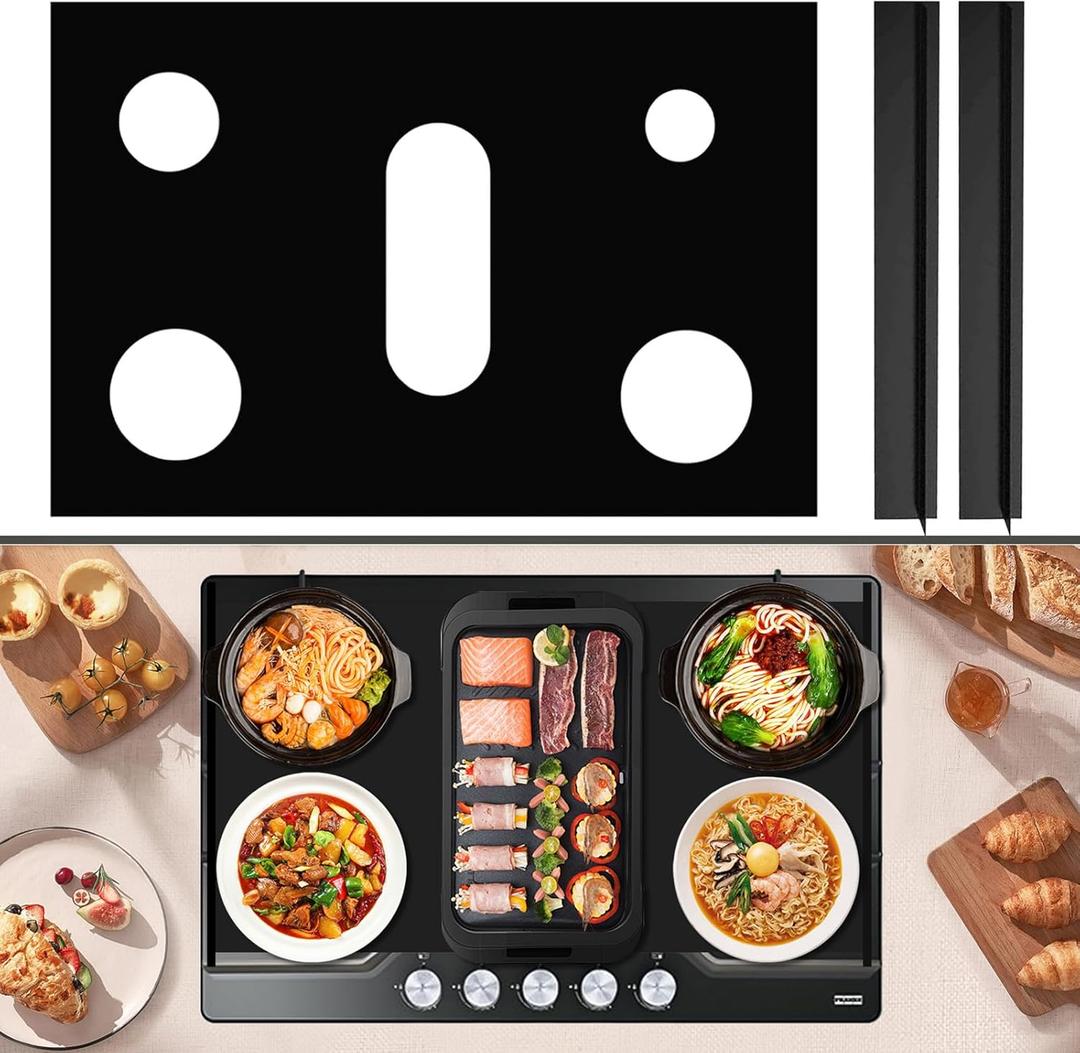 Eyourlife Gas Stove Covers Gas Range Protector for Samsung Reusable Gas Stove Burner Cover Range Stove Mat Stove Guard for Kitchen Cooking Dishwasher Safe, 2Pcs Gap Cover Included