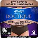 Always Discreet Boutique Incontinence and Postpartum Underwear for Women, Maximum Protection, Extra Large, Black, 9 Count