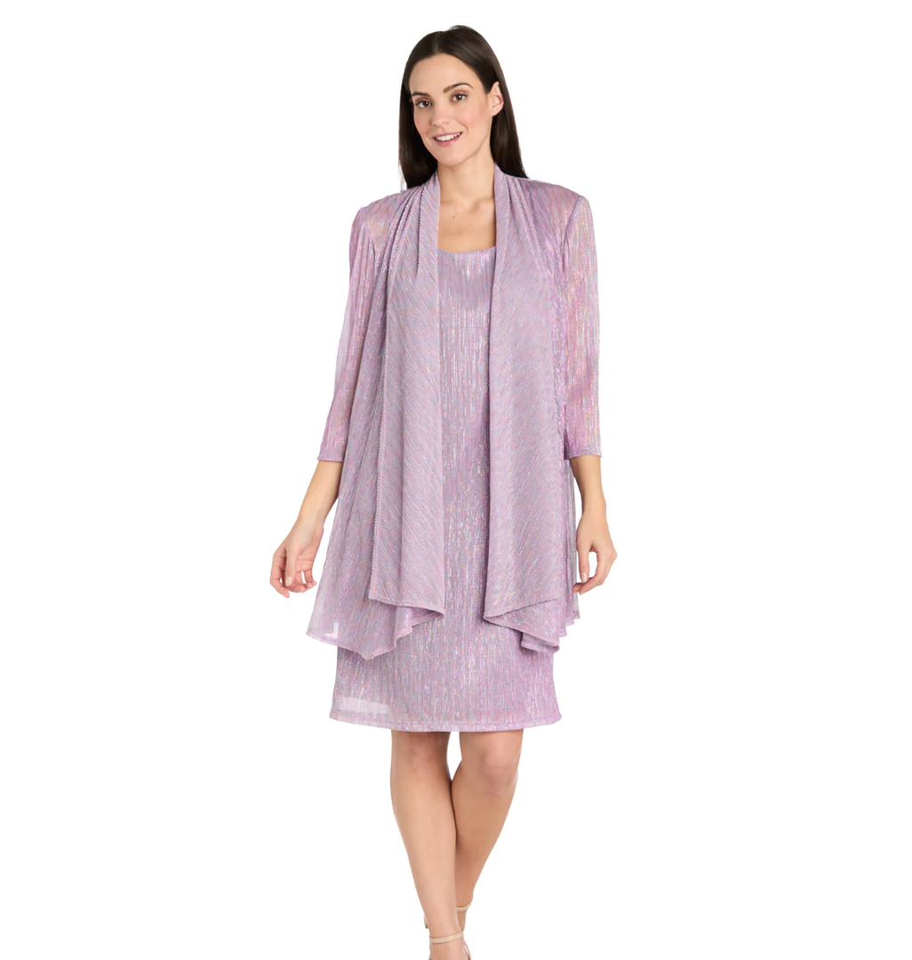 Solid Metallic Jacket Dress (Size 6)