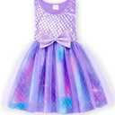 VIKITA Girls Dresses Summer Ocean Party Blue Tutu Dress for 2-12 Years Kids (Purple)