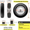 4.80/4.00-8" Tire and Wheel Flat Free 2 PCS, 16" Solid Wheelbarrow Tire with 5/8" & 3/4" Bearings,3"-7" Centered Hub, 14"-16" Universal Fit for Hand Truck/Garden Trailer/Trolley/Wagon, 15.35 inches