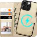 OCASE for iPhone 16 Pro Case Detachable Wallet Case with Card Holder, 2 in 1 Pu Leather Flip Folio with RFID Blocking Stand Wrist Strap Shockproof Phone Cover 6.3 Inch 2024, Gold