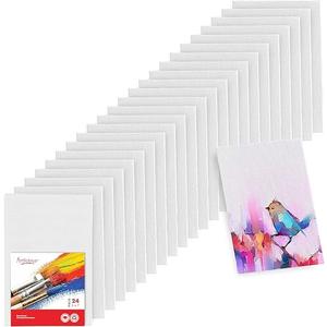 Artlicious Canvases for Painting - Pack of 24, 5 x 7 Inch Blank White Canvas Boards - 100% Cotton Art Panels for Oil, Acrylic & Watercolor Paint