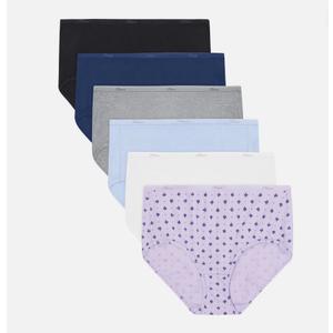Hanes Women's Panties 6-Pack No Ride Up Cotton Brief Cut Underwear Cool Comfort