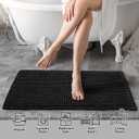 ZALL Waffle Bath Mat Black Super Absorbent Non Slip Bathroom Rug,Rhombus Geometric 24x48inch,Machine Washable Ultra Soft Floor Mats
