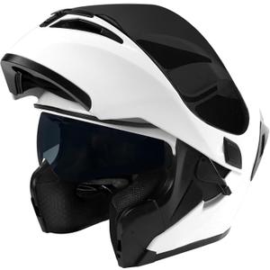DELIGO Modular Motorcycle Helmets, DOT Certified, Double D-Ring Full Face Motorcycle Helmet Flip Up for Touring, Casco para Motofor Adults, Removable Comfort Liner, Lightweight(Size M,White)