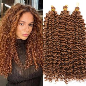 ight Brown Curly Crochet Hair 3Pcs Water Wave Braiding Shoulder Length Crochet Curly Hair for Black Women 14Inch 3PCS/Pack (#30)