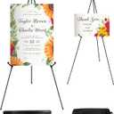 Easel Stand for Sign 65 Inches, Portable Adjustable Poster Stands for Display, Floor Tripod Collapsible Display Easel, Balck Metal Easel Stand for Wedding Sign with Portable Bags (2 Pcs)