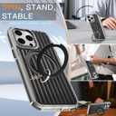 Phone Case Compatible with iPhone 15 Pro Max, with Magnetic Stand, Ring Kickstand, Compatible with Magsafe, Military Protection Black