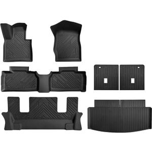 Floor Mats Compatible with Explorer 6/7 Seats 2025 (Not Hybrid) Full Set All Weather Explorer Floor Mats Compatible with Explorer Accessories(7PCS 6 Seats)