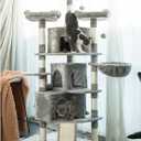 Hey-brother XL Size Cat Tree, 73.4 inch Cat Tower with 3 Caves, 3 Cozy Perches, Scratching Posts, Board, Activity Center Stable for Kitten/Gig Cat, Light Gray 