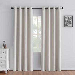 IGEMAEVE Greyish White Curtains 84 Inch Length 2 Panels Set, Light Filtering Curtains for Living Room 84 Inch Long, Grommet Energy Saving Semi Sheer Drapes for Bedroom Window(W52 x L84)