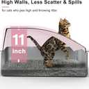 AIPERRO Stainless Steel Litter Box | XL Enclosed Cat Litter Box with Lid for Big Cats | High Sided, Anti-Urine Leakage | Non-Stick Bottom & Includes Litter Mat & Metal Scoop | Cute Pink, Size: X-Large