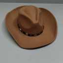 Lanzom Women Men Classic Felt Wide Brim Western Cowboy Cowgirl Hat with Belt Buckle (Large-X-Large, Khaki)