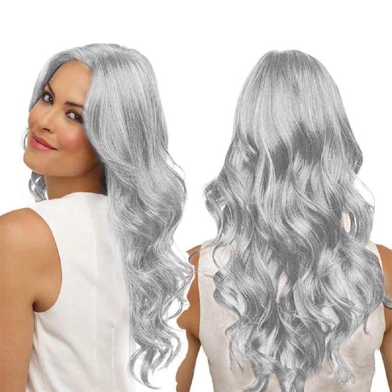 Anfei Women's Pastel Wavy Wig Curly Wavy Shoulder Length Pastel Cosplay Wig 27 Inches (White)