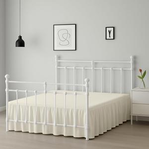 Ruffled Bed Skirt Queen Size, Ivory, 18 Inch Drop with Split Corners and Platform, Queen Size Bed Skirt with Ruffles, Lightweight 100% Microfiber, Wrinkle Resistant, Hotel Quality Dust Ruffle
