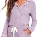Aamikast Womens Pajama Sets Button Down Long Sleeve Sleepwear Soft 2 Piece Pjs Lounge Set (XL)