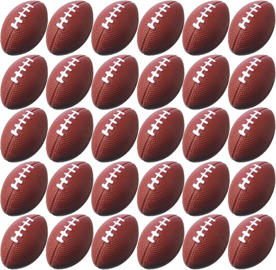 Blulu 30 Pack Mini Foam Football 2.17" Mini Football Party Favor Stress Ball Bulk Small Foam Sports Valentines Ball for Birthday Carnival Reward Party Bag Gift Filler(Dark Brown)