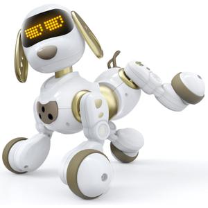 Ruko 18011 Remote Control Robot Dog Toy, Programmable Smart Interactive Pet Puppy with LED Eyes, Sound and Touch Intelligent Robotic Dogs, Ideal Gift for Boys & Girls Age 3 4 5 6 7 8 9, Gold