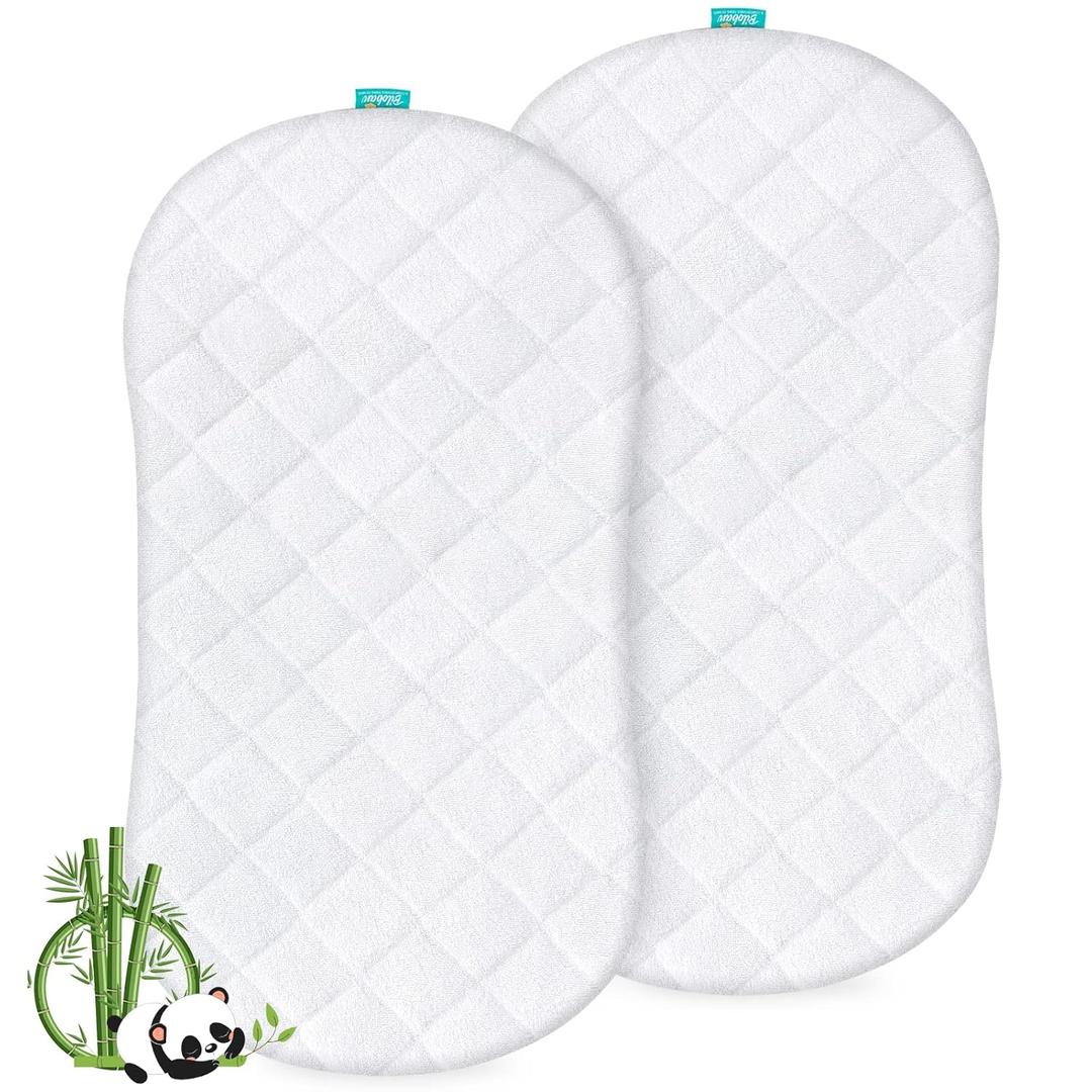Bassinet Mattress Protector, Universal Fit for Halo Bassinets Swivel and Hourglass/Oval Bassinet Mattress, Ultra Soft Waterproof and Breathable, 2 Pack (18x30 Inch)
