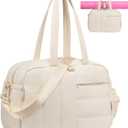 CAMTOP Gym Bag for Women with Yoga Mat Holder, Small Duffle Bag 16 Inches Personal Item Travel Bag with Muiti-Pockets Lightweight Carry on Water Resistant, Beige