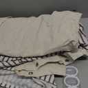 Farmhouse Shower Curtain Linen Beige Button Woven Fabric Country Rustic Western, Pleated Brown Stripe 72" W x 72" L