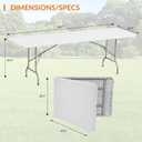 Elevon 8 Feet Heavy Duty Folding Table with Adjustable Height, Fold-in-Half Portable Table for Indoor Outdoor Use - Camping, Picnic, Party, Wedding, Dining, Utility Table