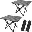 2 Pack Portable Camping Table Foldable, Ultralight Small Folding Beach Table with Carry Bag for Outdoor Travel, Beach, Camp, Picnic, BBQ, Cooking, Festival, Boat, Home Use (Black-M)