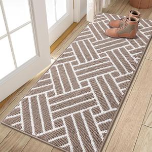OLANLY Runner Indoor Door Mat, 47x23 Inch, Dirt Resistant and Absorbent, Non-Slip Rubber Backing Floor Mats, Easy Clean Low-Profile Doormat for Entryway, Front Door, and Inside Entrance, Brown