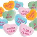 Fun Express 10 Pcs Plush Conversation Hearts - 4 inch - 4 Colors and Messages - Stuffed Valetines Day Toys