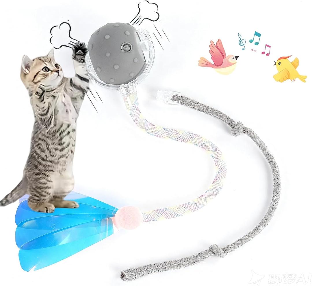 2 x Interactive Cat Toys Ball for Indoor Cats,[2025 Newly Upgraded] Agile Moving Cat Ball with Elastic Mesh Tail,Automatic Kitten Toys for Bored Indoor Adult Cats,Motion Activated (Grey)