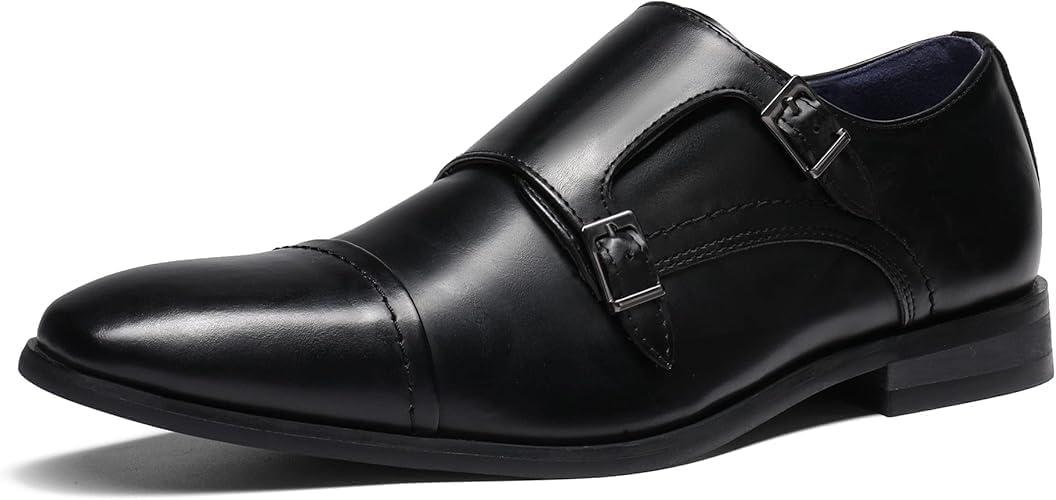 Bruno Marc Men's Dress Loafer Shoes Monk Strap Slip On Loafers (6.5 Wide, 2/Black)