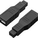 NECABLES 2Pack FireWire 400 to 800 Adapter Converter IEEE 1394a 6-Pin Female to 1394b 9-Pin Male