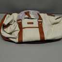 Weekender Bag for Women, Large Overnight Bag Canvas Travel Duffel Bag Carry On Tote with Shoe Compartment 21" 3Pcs Set (A01-brown+beige)