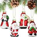 Shappy 4 Pcs Santa Claus Christmas Tree Ornament 4 Styles Glass Blown Mini Vintage Christmas Hanging Ornaments Winter Decorations for Xmas Party Decorations Gift