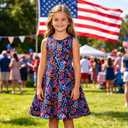 Funnycokid Girls Patriotic Dress 4th of July Size 9-10 Anniversary Sundress USA Independence Memorial Day American Flag Outfit 10 Years