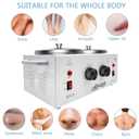 Professional Waxing Kit Wax Warmer Double Pot Wax Heater Machine for Hair Removal, Large Waxing Pot for Spa Salon Beauty Esthetician Home, with Adjustable Temperature Set, 50 Stick & 20 Collar(White)