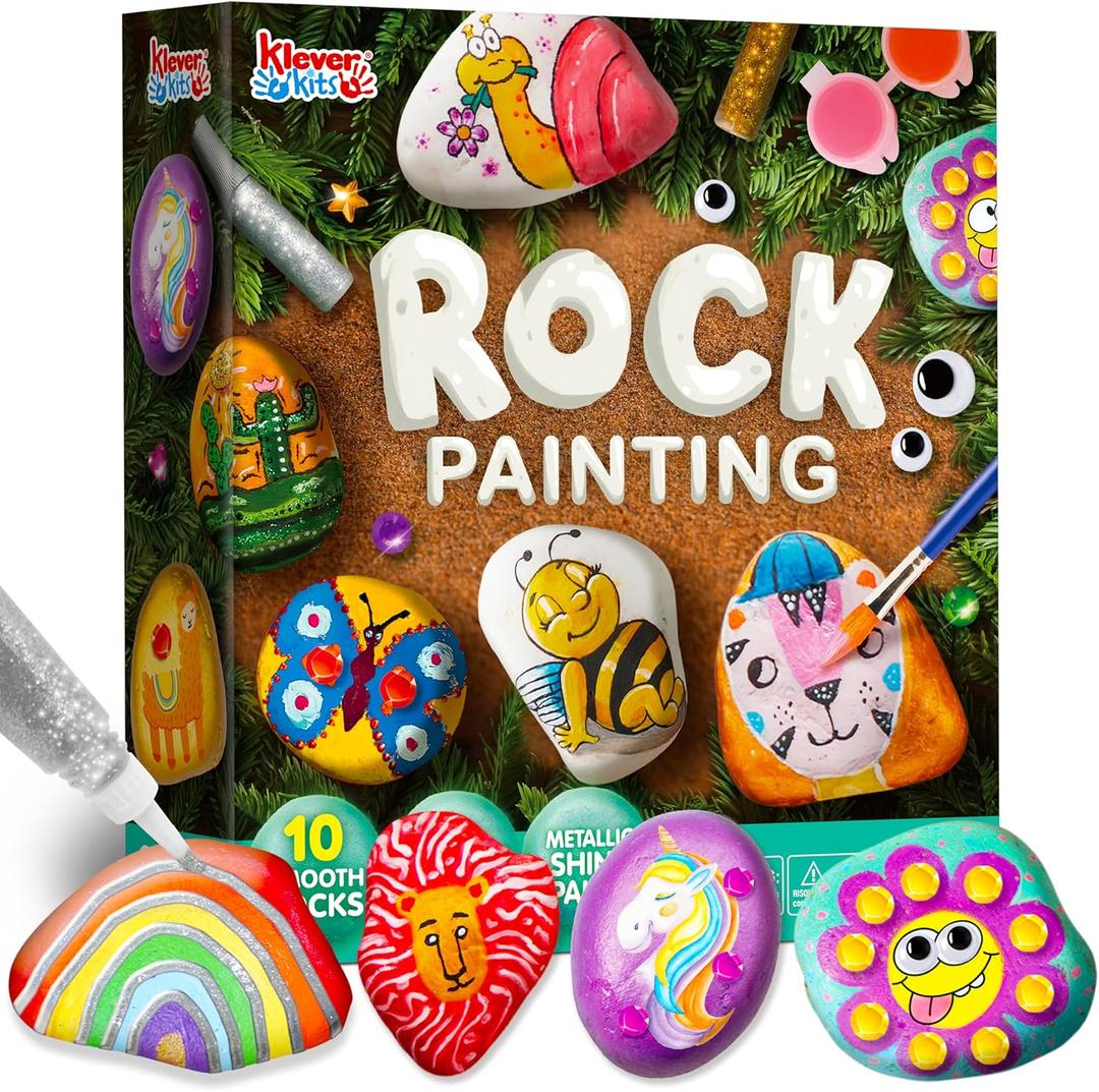 Rock Painting Kit for Kids, Arts and Crafts for Girls & Boys Ages 6-12, DIY Supplies for Painting Rocks, Easter Craft Kits Art Set, Toddler Birthday, Family Indoor Activity Rock Painting Kit for Kids, Arts and Crafts for Girls & Boys Ages 6-12, DIY Supplies for Painting Rocks, Easter Craft Kits Art Set, Toddler Birthday, Family Indoor Activity