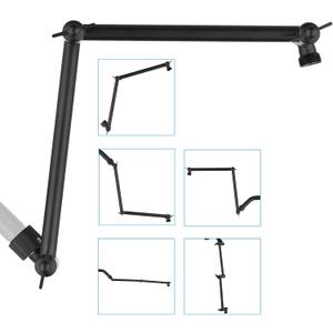 PDPBath Shower Extension Arm, 16" Upgrade Solid Brass Shower Head Shower Head Extender, Adjustable Height Extended with G1/2 Universal Connection for Rain & Handheld Shower Head Matte Black